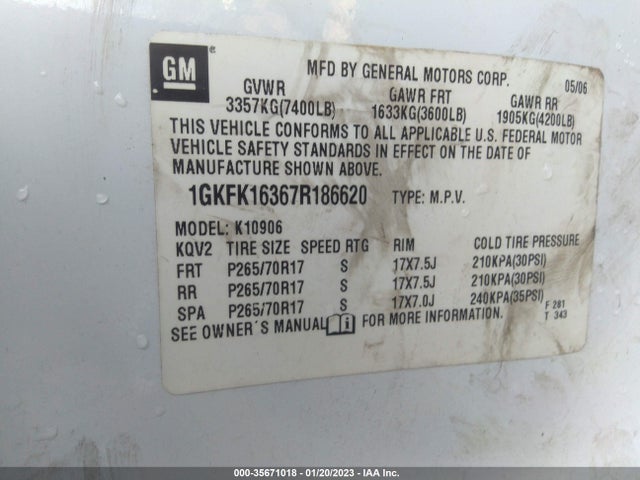 GMC YUKON XL 2007 1GKFK16367R186620 Image 10