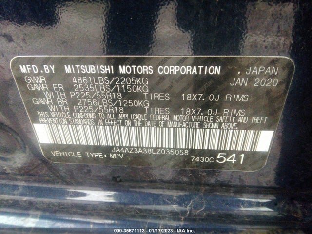 JA4AZ3A38LZ035058 Mitsubishi Outlander Es/se/sel/le/sp
