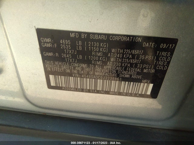Subaru Outback Premium 2018 4S4BSADC0J3238861 Image 9