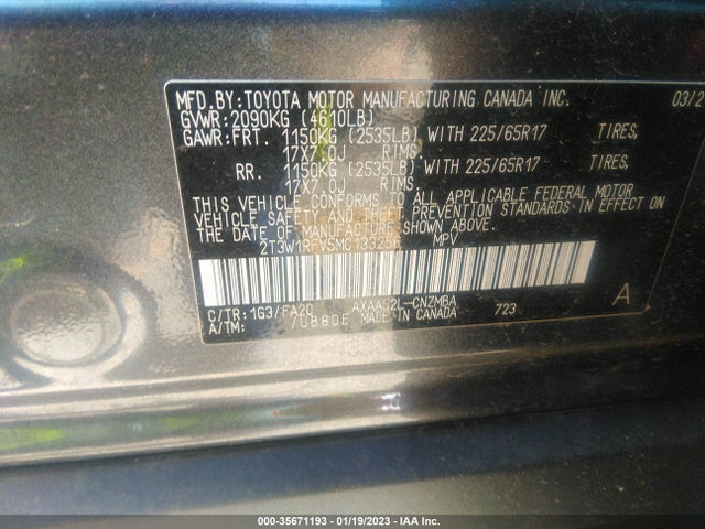 2021 TOYOTA RAV4 XLE VIN: 2T3W1RFV5MC133256