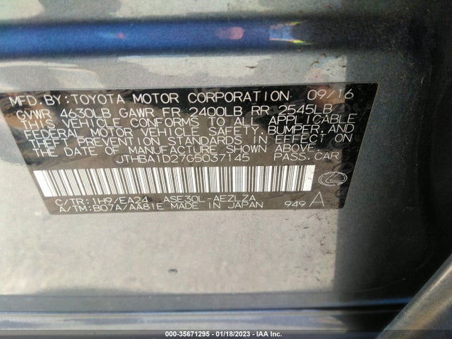 Lexus IS 200T 2016 JTHBA1D27G5037145 Image 10