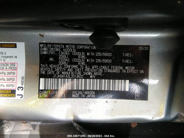 2020 Lexus RX, VIN: JTJHGKFA3L2014832