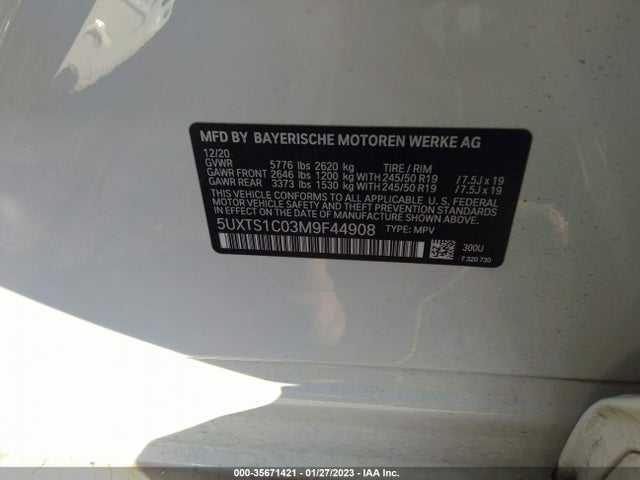 BMW X3 Xdrive30e 2021 аукцион фото