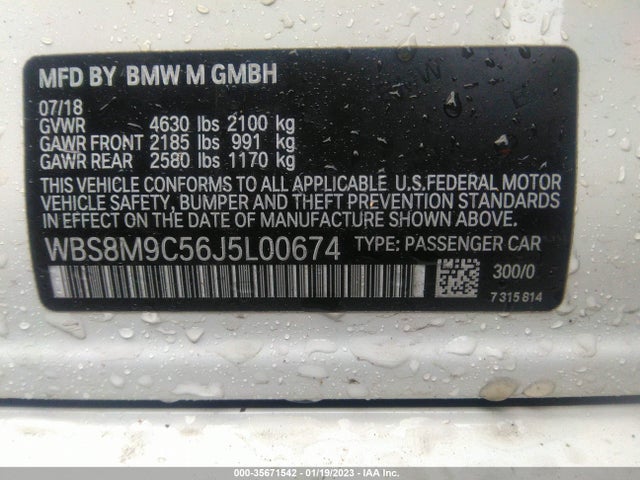 2018 BMW M3, VIN: WBS8M9C56J5L00674