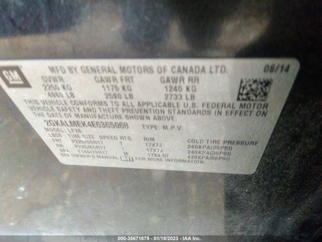GMC Terrain Sle 2014 2GKALMEK4E6365068 Image 9