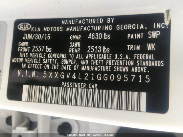 5XXGV4L21GG095715 KIA Optima Sxl Turbo