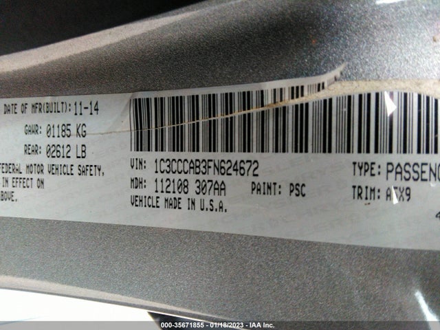 Aukcja sprzedaży 2015 Chrysler 200 Limited, vin: 1C3CCCAB3FN624672, numer aukcji: 35671855