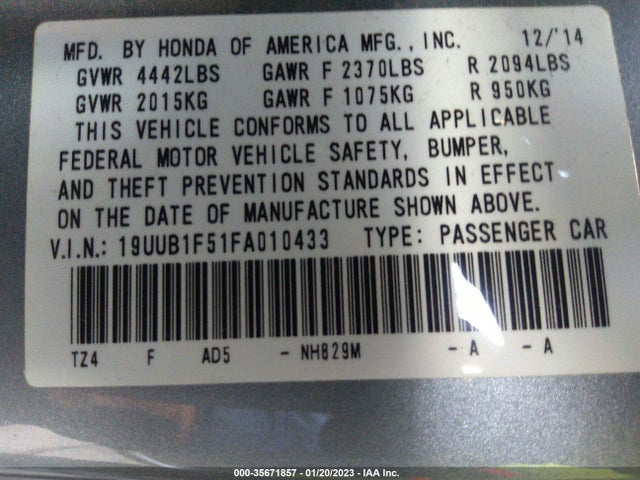 Acura TLX TECH 2015 19UUB1F51FA010433 Image 9