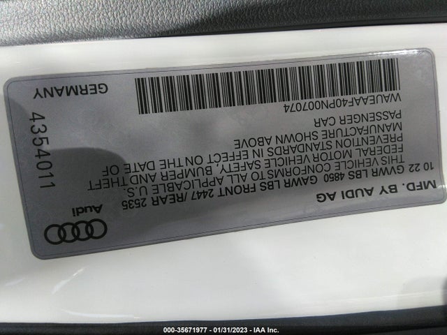 2023 Audi A4, VIN: WAUEAAF40PN007074