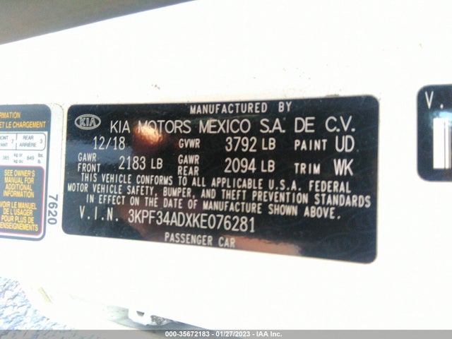 KIA FORTE S 2019 3KPF34ADXKE076281 Image 11