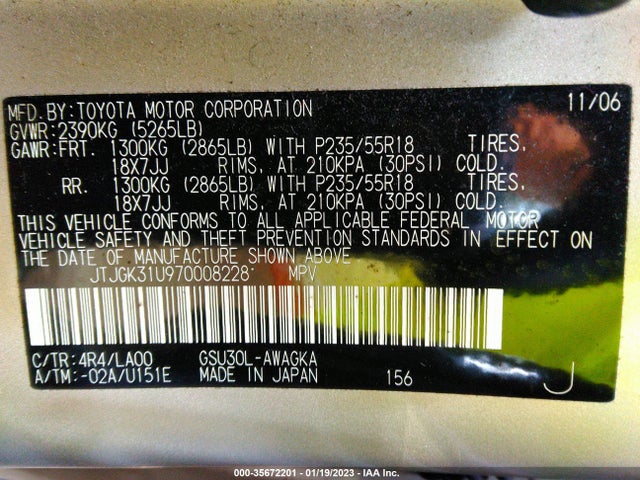 Lexus RX 350 2007 JTJGK31U970008228 Image 10