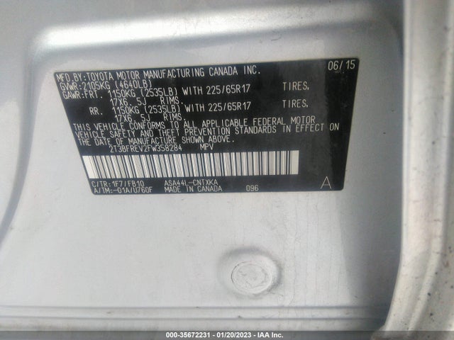 2015 Toyota RAV4, VIN: 2T3BFREV2FW358284