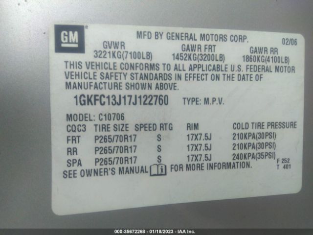 1GKFC13J17J122760 GMC YUKON SLE