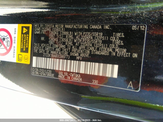 2T2ZK1BA8DC089773 Lexus RX 350