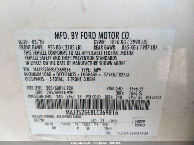 Ford Ecosport Se 2020 MAJ3S2GE8LC369816 Image 9