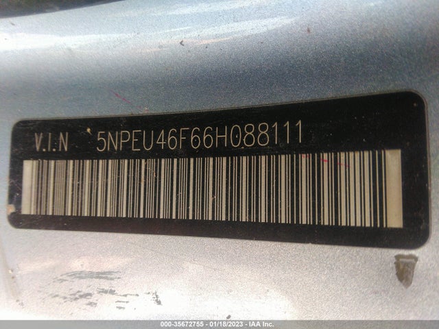 2006 HYUNDAI SONATA GLS/LX VIN: 5NPEU46F66H088111