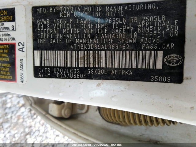 2010 TOYOTA AVALON LIMITED VIN: 4T1BK3DB9AU368182