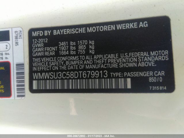 WMWSU3C58DT679913 Mini COOPER HARDTOP