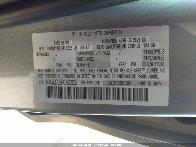 2015 MAZDA MAZDA5 TOURING VIN: JM1CW2CL5F0190805