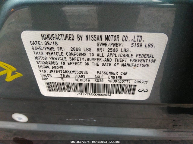 2019 Infiniti Q50, VIN: JN1EV7ARXKM552634