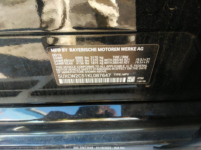 2019 BMW X7, VIN: 5UXCW2C51KL087647