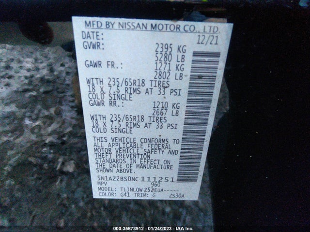 2022 Nissan Murano, VIN: 5N1AZ2BS0NC111251