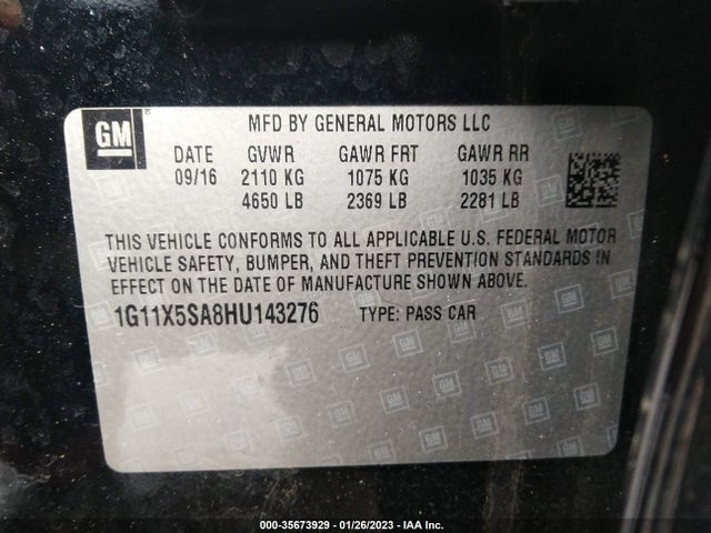 Chevrolet IMPALA LS 2017 1G11X5SA8HU143276 Image 11