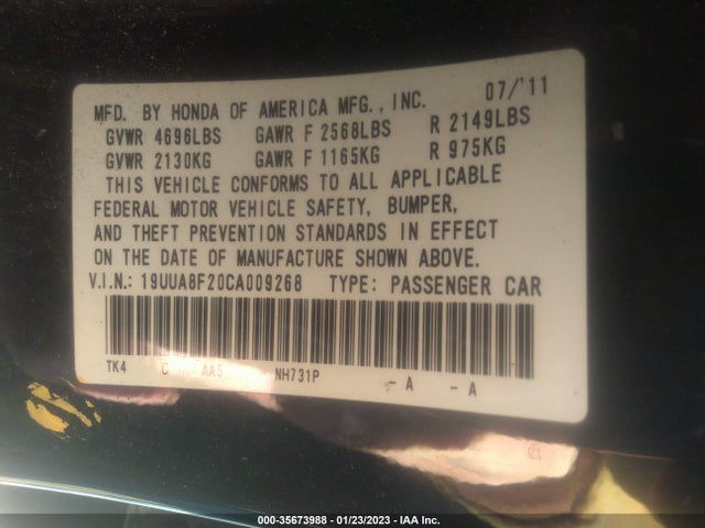 Acura Tl Auto 2012 19UUA8F20CA009268 Image 10