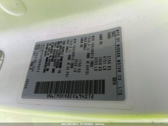 3N6CM0KN8EK694072 Nissan NV200 SV