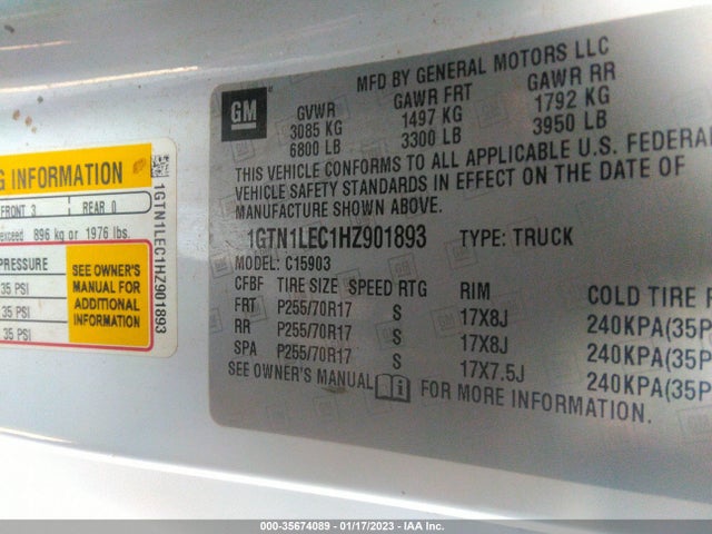 GMC SIERRA 1500 2017 1GTN1LEC1HZ901893 Image 10