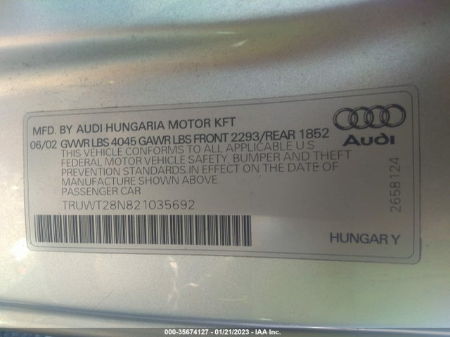 Audi TT 2002 TRUWT28N821035692 Image 10