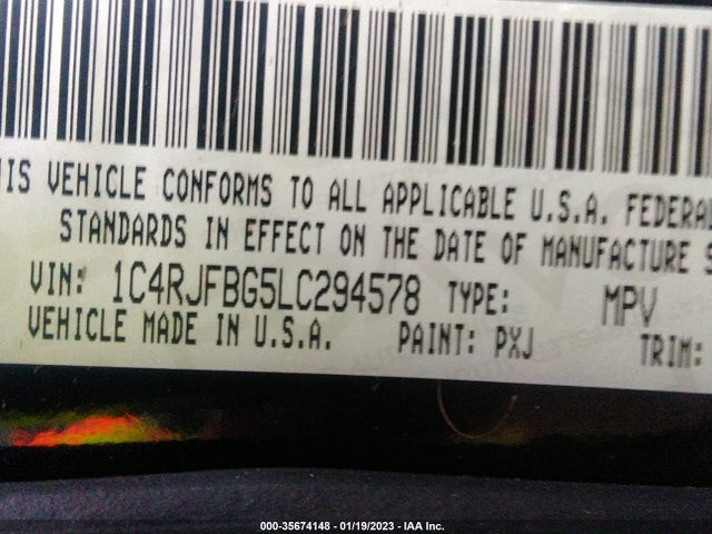 1C4RJFBG5LC294578 Jeep Grand Cherokee Limited X