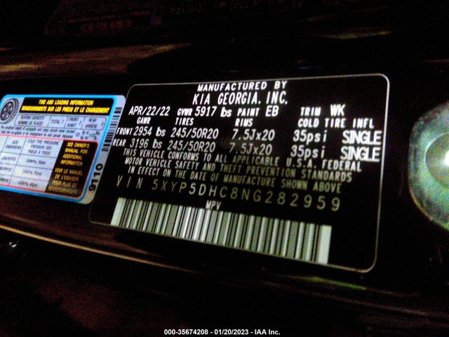 2022 Kia Telluride, VIN: 5XYP5DHC8NG282959