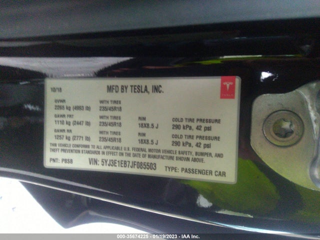 Tesla MODEL 3 2018 5YJ3E1EB7JF085503 Image 9