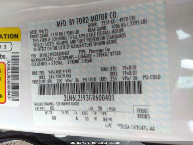 Lincoln MKZ 2016 3LN6L2J93GR600401 Image 9