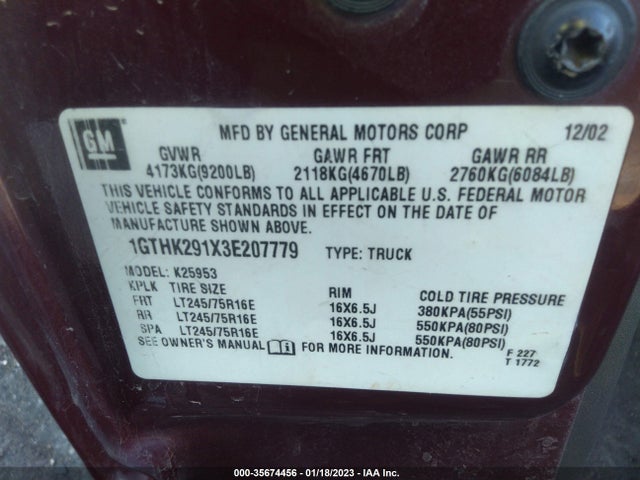 GMC Sierra 2500hd Sle 2003 1GTHK291X3E207779 Image 10