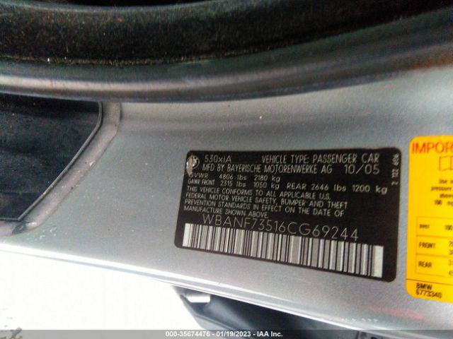 WBANF73516CG69244 BMW 5 Series 530xi