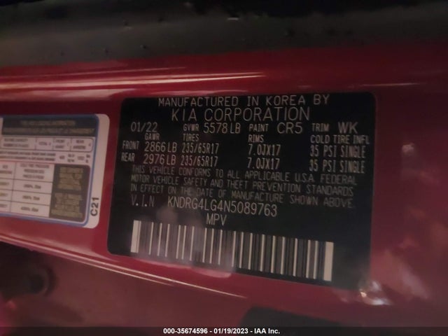 2022 Kia Sorento, VIN: KNDRG4LG4N5089763