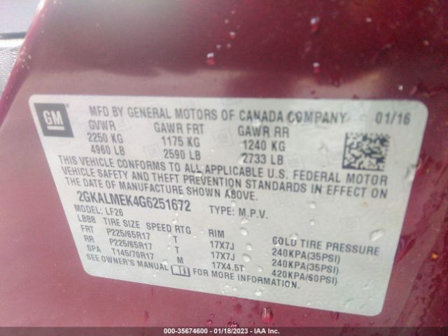 2GKALMEK4G6251672 GMC Terrain Sle