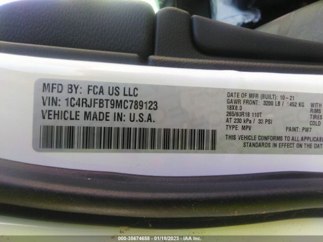 1C4RJFBT9MC789123 Jeep Grand Cherokee Limited