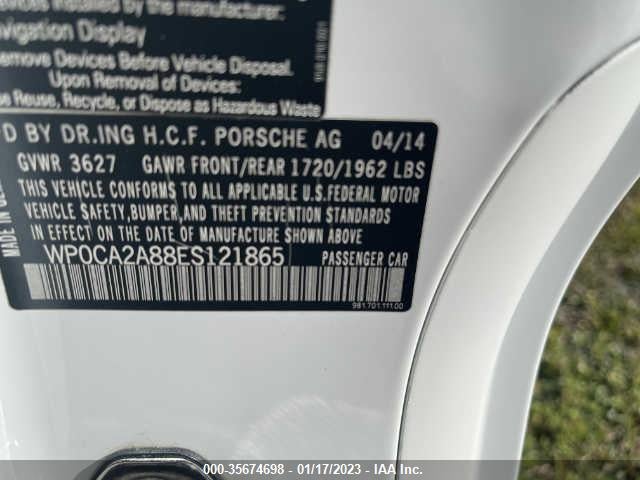 2014 Porsche Boxster, VIN: WP0CA2A88ES121865