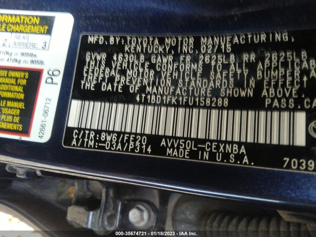 2015 Toyota Camry, VIN: 4T1BD1FK1FU158288