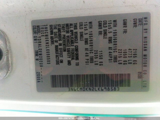 3N6CM0KN2LK698583 Nissan Nv200 Compact Cargo S