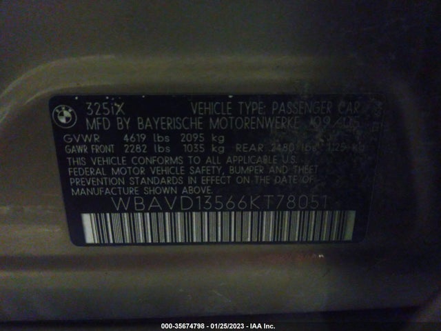 2006 BMW 3 SERIES 325XI VIN: WBAVD13566KT78051
