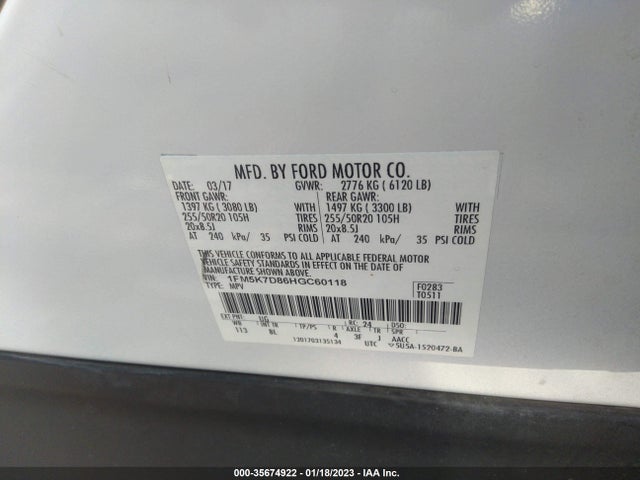 2017 Ford Explorer, VIN: 1FM5K7D86HGC60118