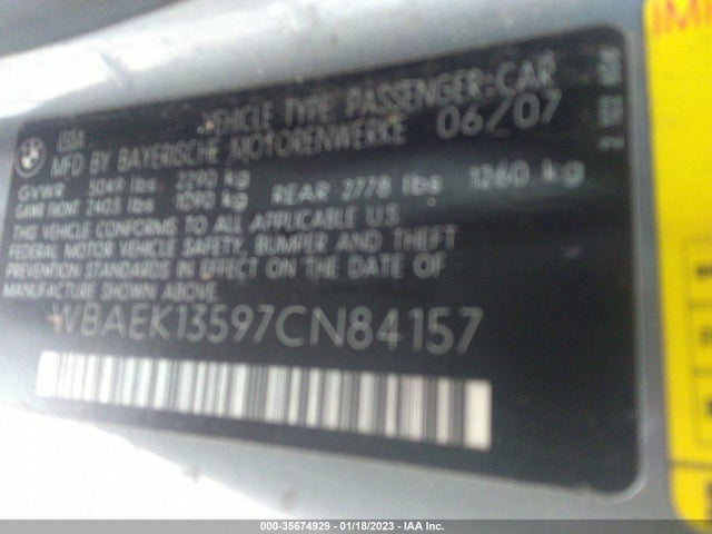 BMW 6 Series 650i 2007 WBAEK13597CN84157 Image 10