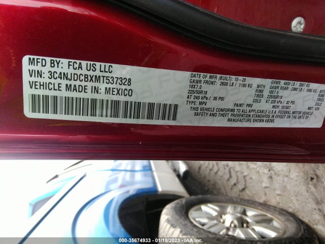2021 Jeep Compass, VIN: 3C4NJDCBXMT537328