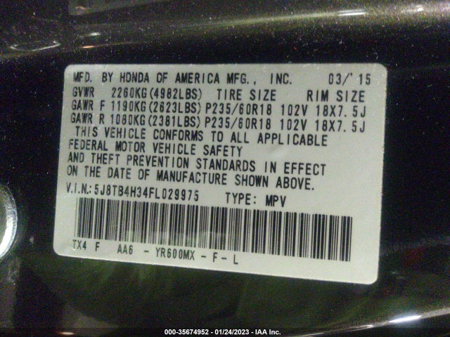 Acura RDX 2015 5J8TB4H34FL029975 Image 9