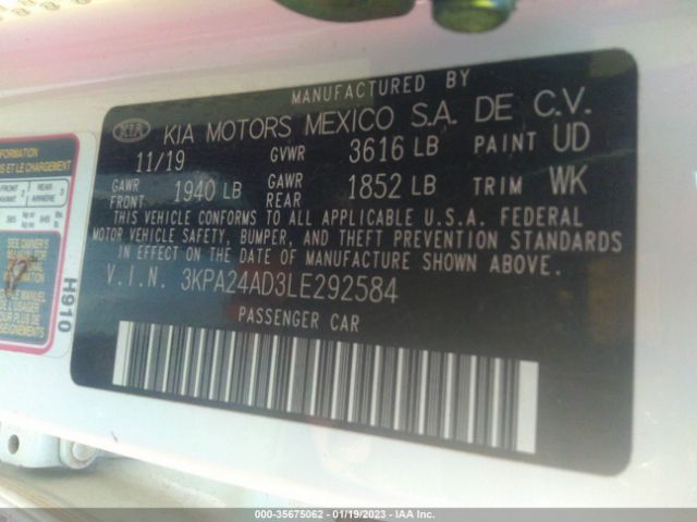 3KPA24AD3LE292584 KIA RIO S