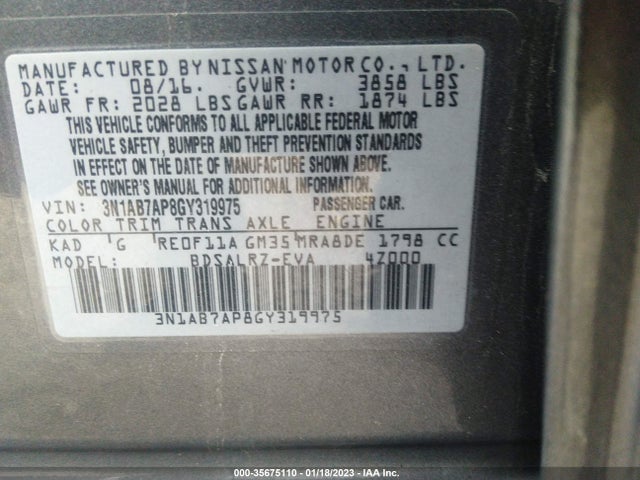 Nissan SENTRA SR 2016 3N1AB7AP8GY319975 Image 11